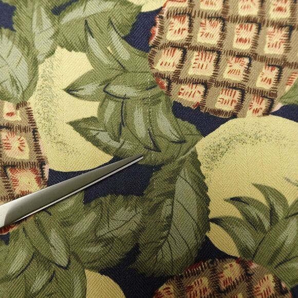 Old Maui Hawaiian Shirt Mens Extra Large Blue Print All Over Pineapple 100% Silk - Picture 14 of 16